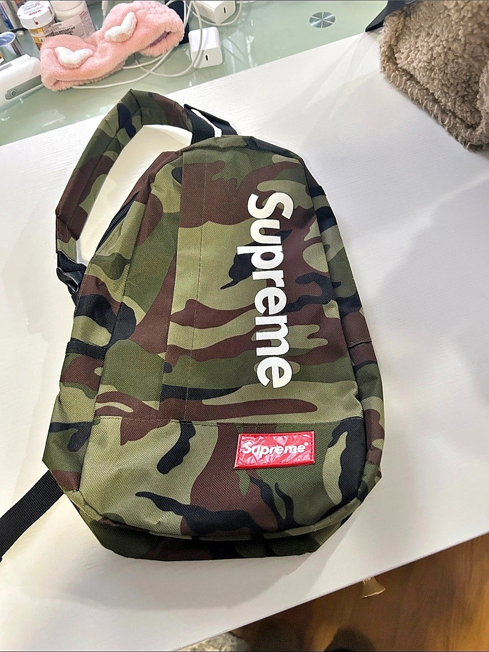 Supreme Sling Bag Woodland Camo Backpack Green & Brown